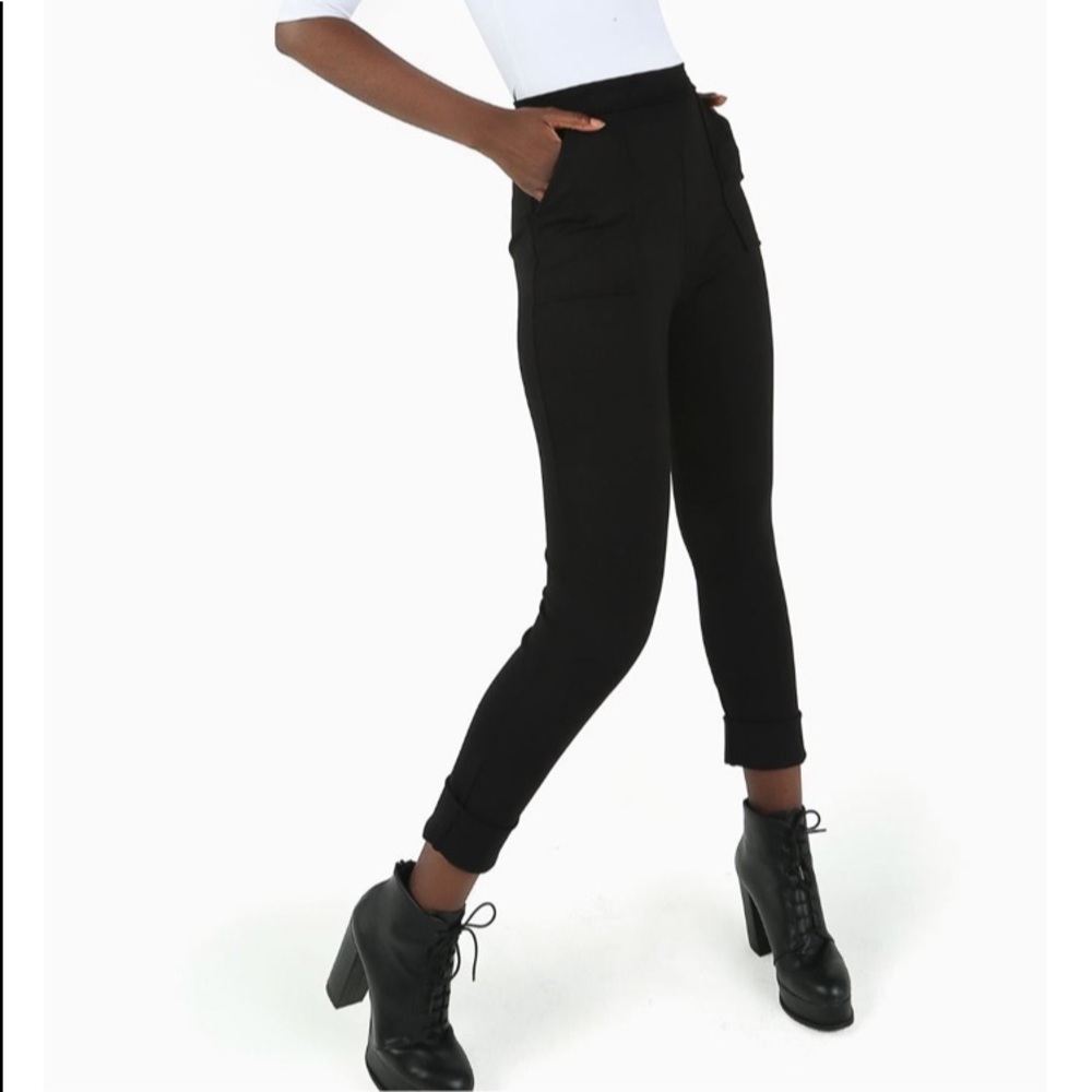 BlackMilk Push It Ponte HW Cuffed Pants- Large